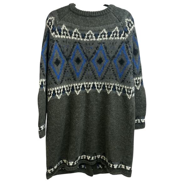 Free People Mohair Blend Long Cardigan Snap Closure Blue Gray Size Large - Picture 4 of 9